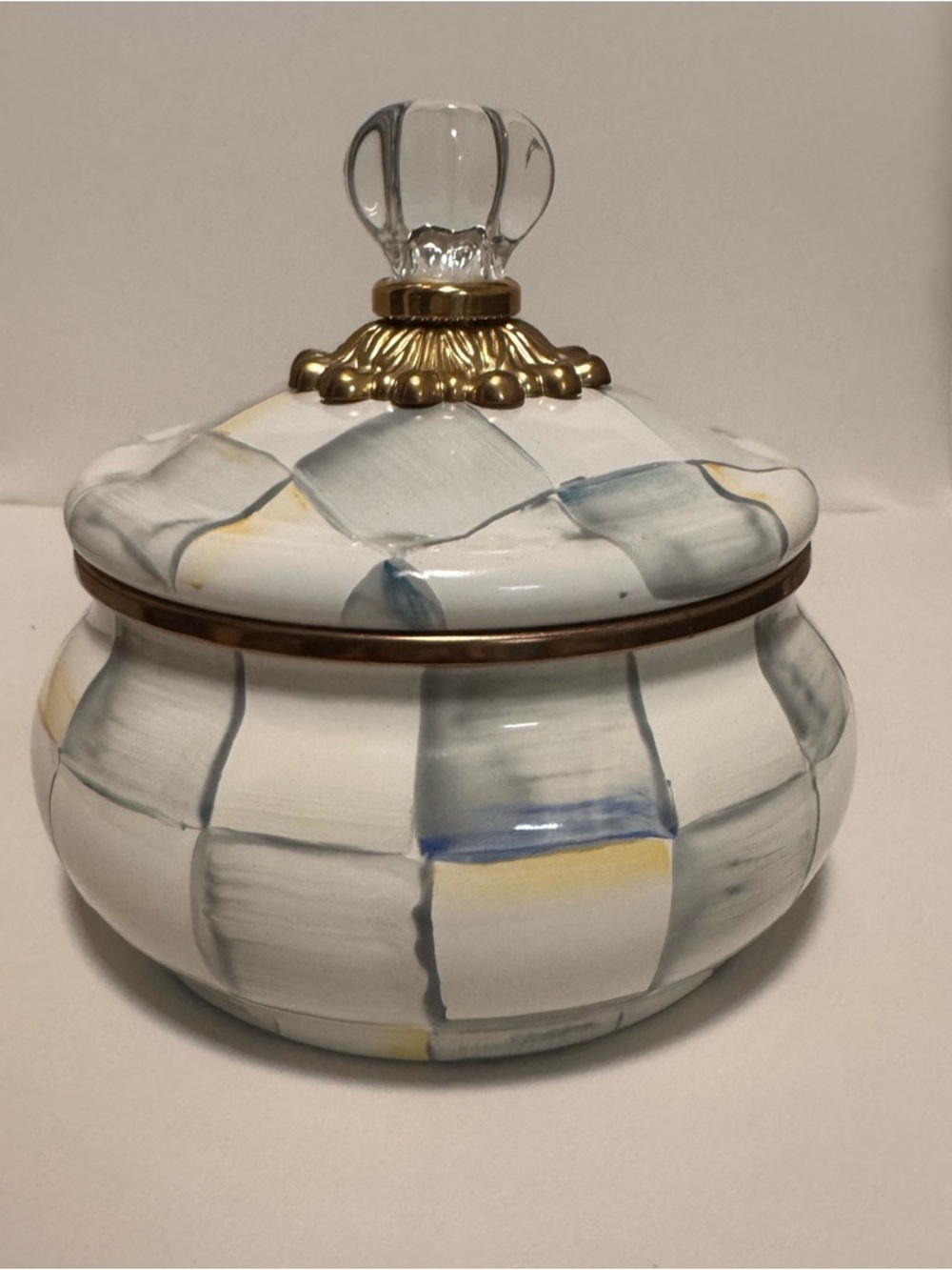 MacKenzie-Childs Sterling Check Squashed Pot